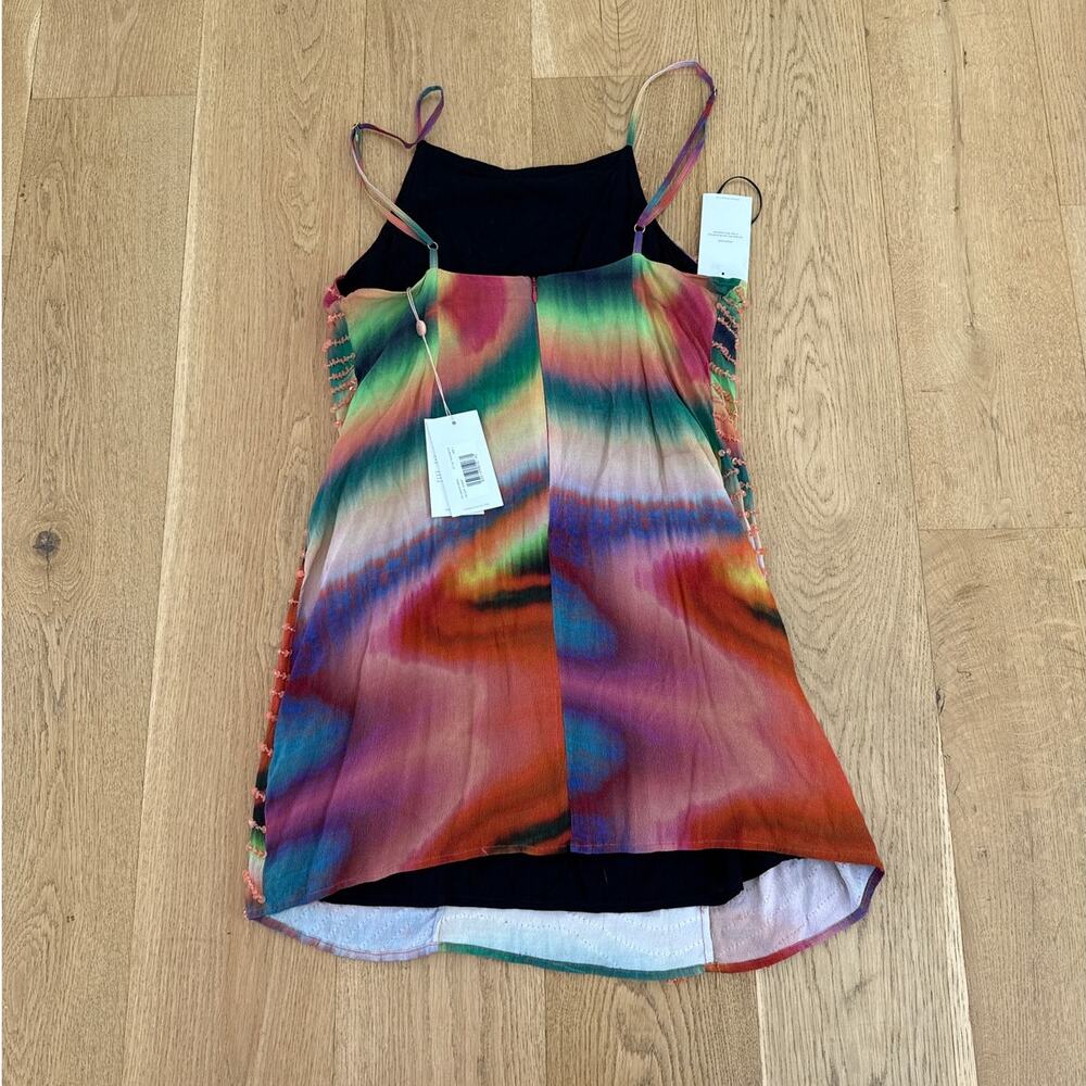 The Wolf Gang Sequin Mini Dress Rio Size L Orange Green Multicolor Sunset - Picture 5 of 5